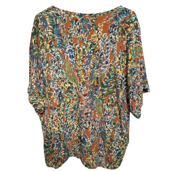 Jodifl Abstract Arty Colorful Pullover Tunic Top Plus Size 2X V-Neck Festival - Picture 4 of 5